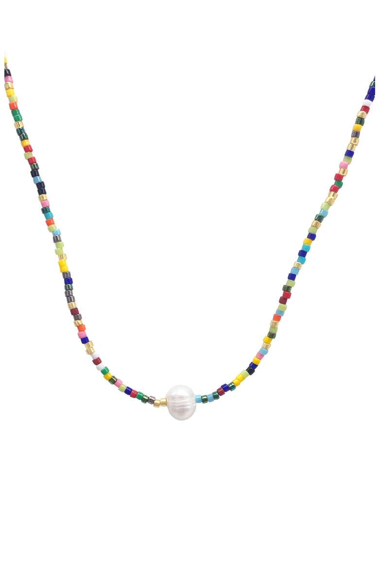14K Yellow Gold Plated 6mm Freshwater Pearl Beaded Necklace, Main, color, WHITE