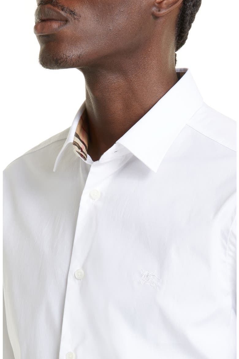 Sherfield Equestrian Knight Stretch Cotton Poplin Button-Up Shirt, Alternate, color, WHITE