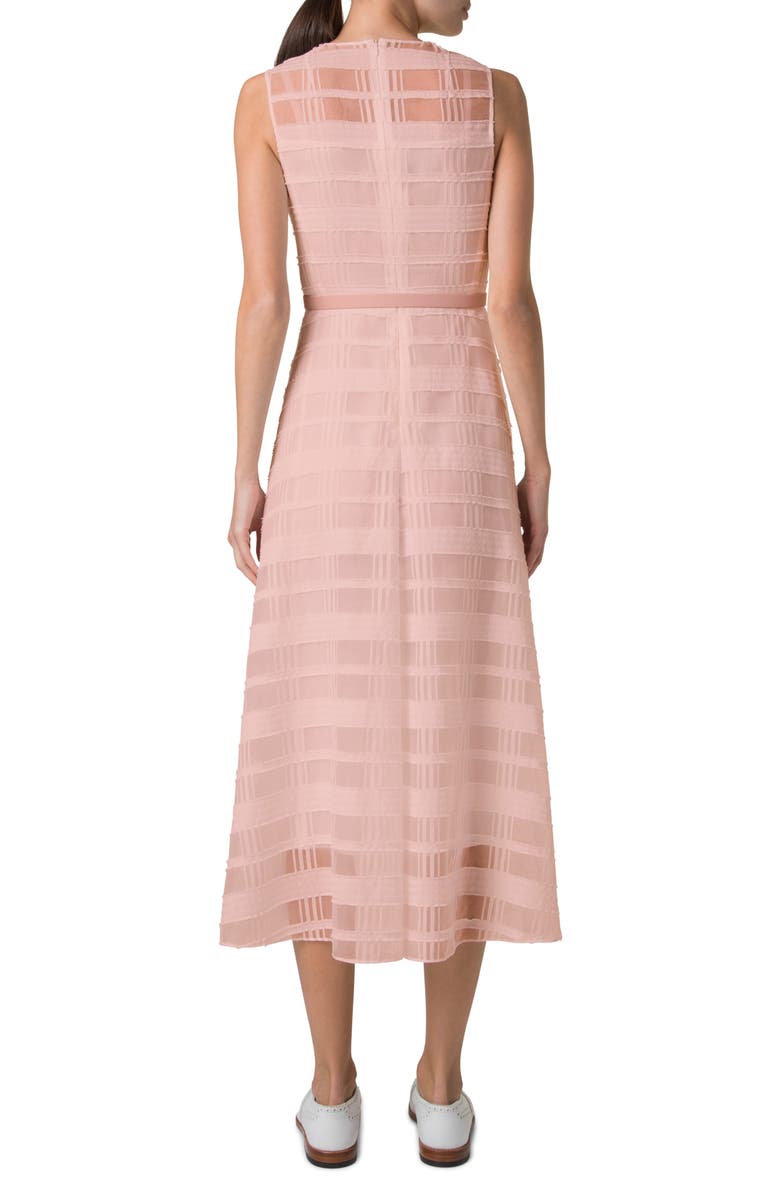 Akris Check Silk Organza Midi Dress, Alternate, color, Peach