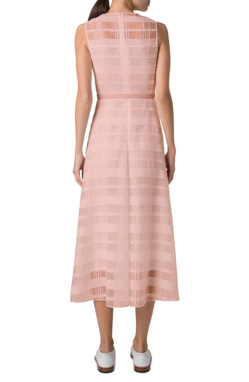Akris Check Silk Organza Midi Dress In Peach