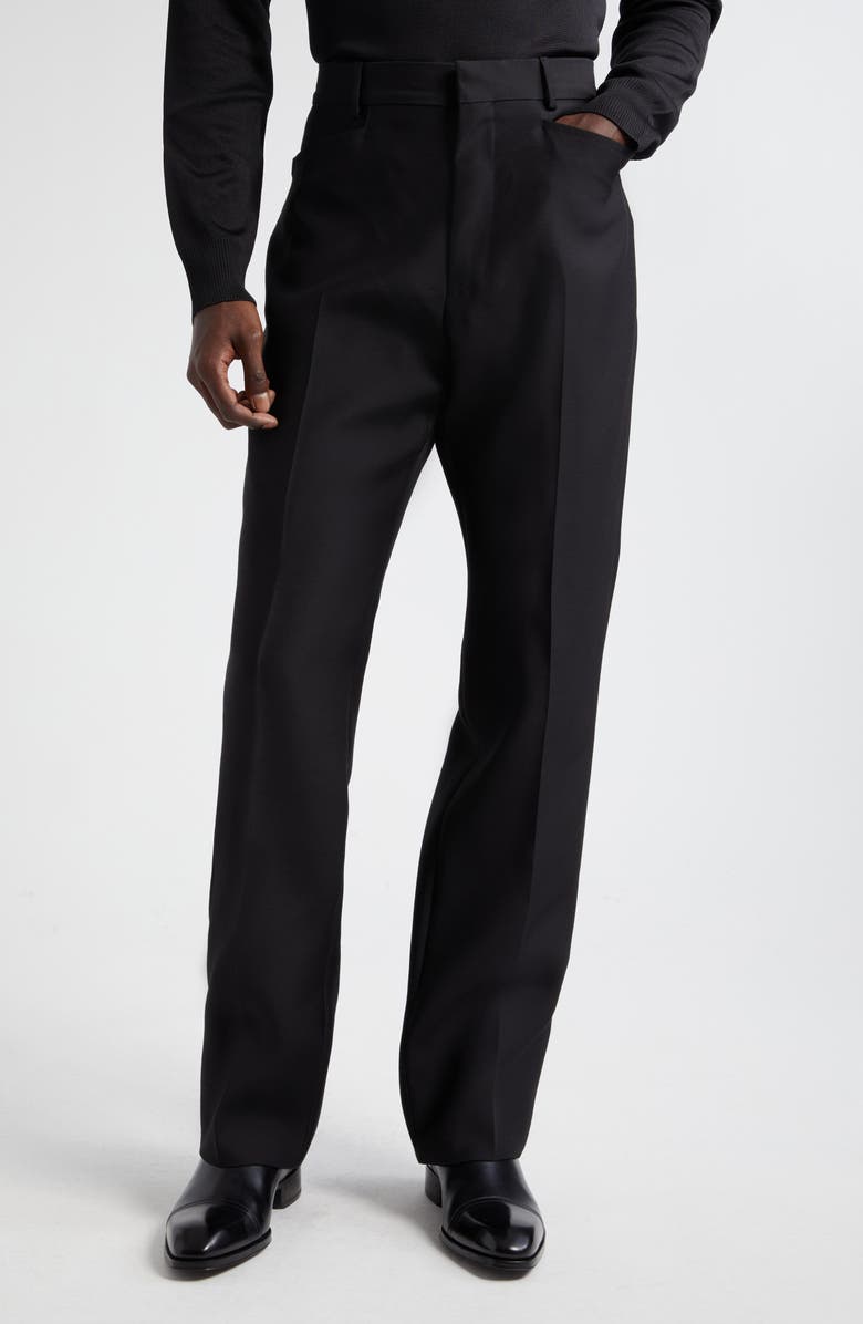 TOM FORD Atticus Wool & Silk Organza Trousers, Main, color, Black