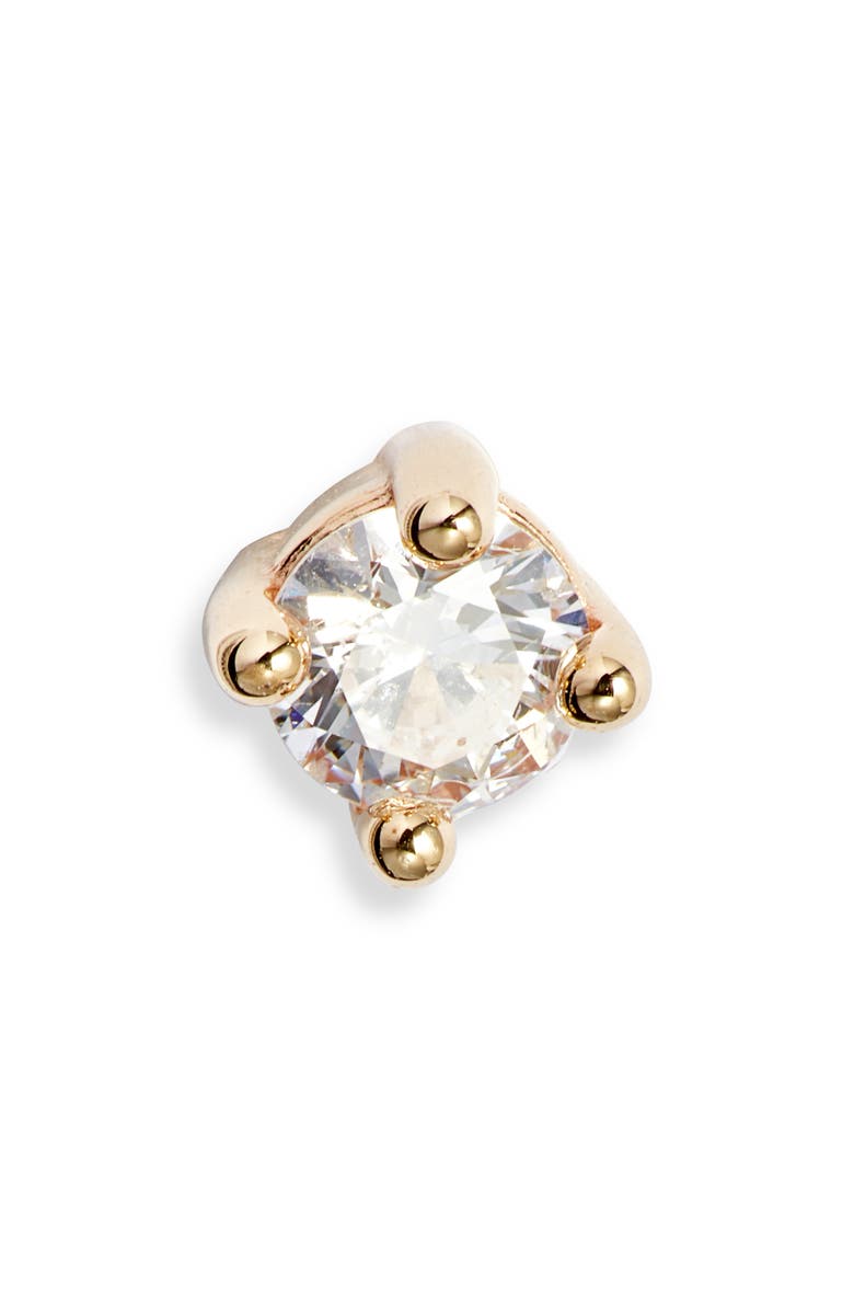 Anzie Classic Prong Single Diamond Stud Earring, 0.06ct, Alternate, color, Yellow Gold