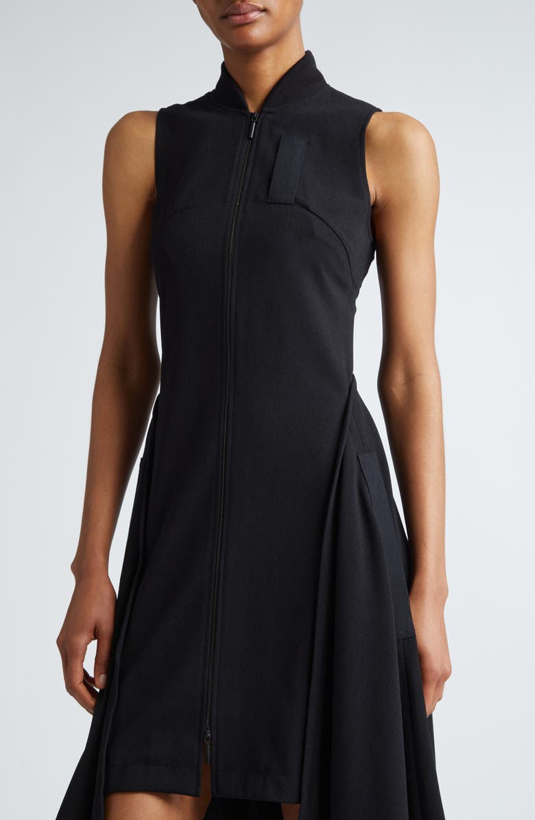 Jason Wu Collection Front Zip Handkerchief Hem Fluid Crepe Dress, Alternate, color,