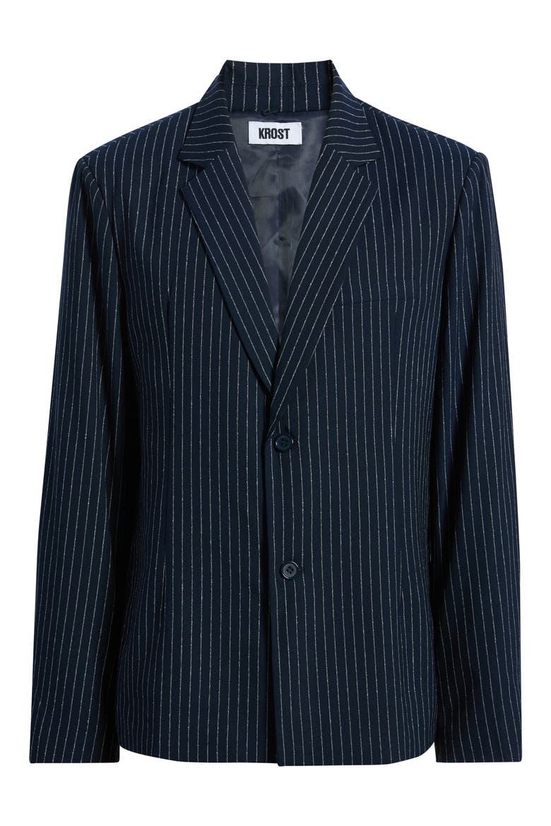 Pinstripe Blazer, Alternate, color, NAVY