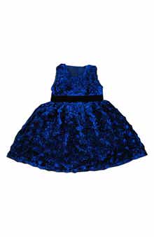 Kids' Rosetted Velvet Waistband Dress
