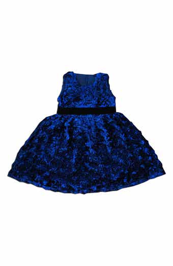 Kids' Rosetted Velvet Waistband Dress