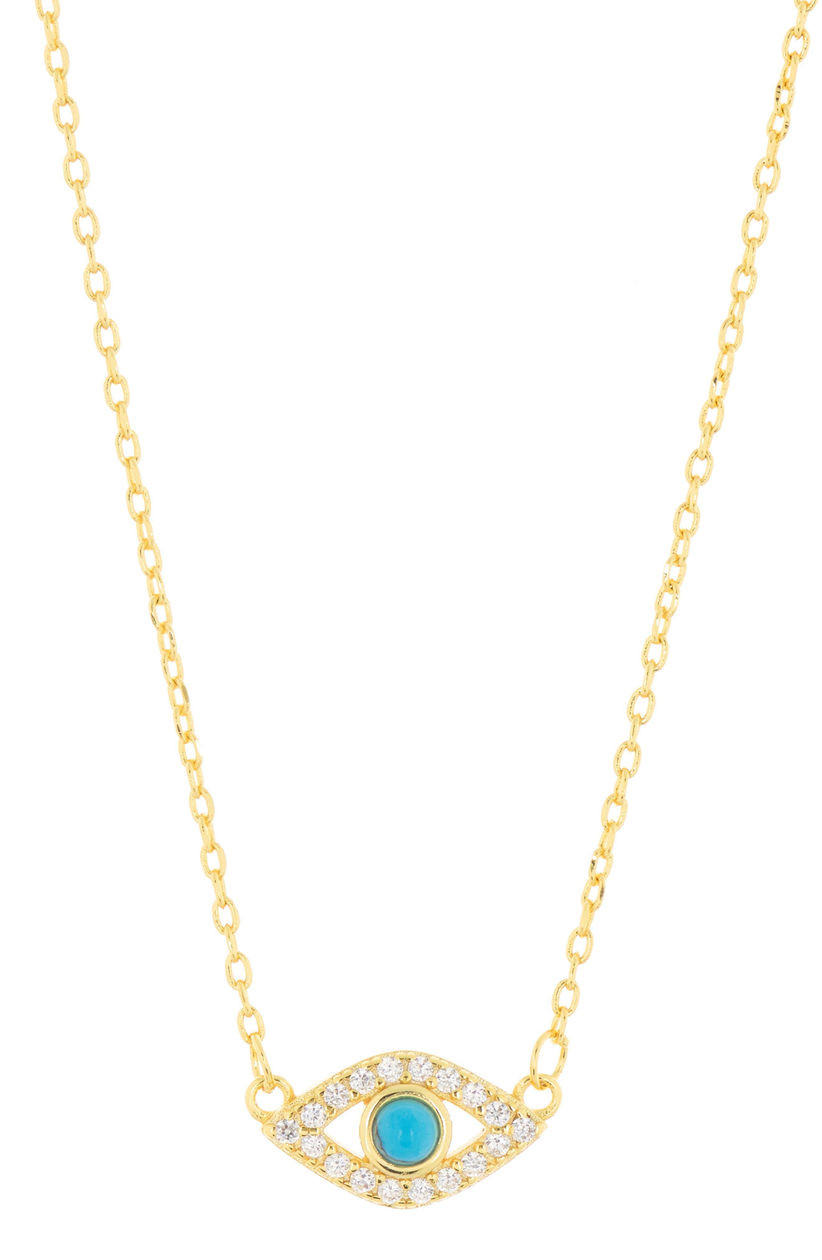 Adornia 14K Yellow Gold Plated Evil Eye CZ Station Necklace