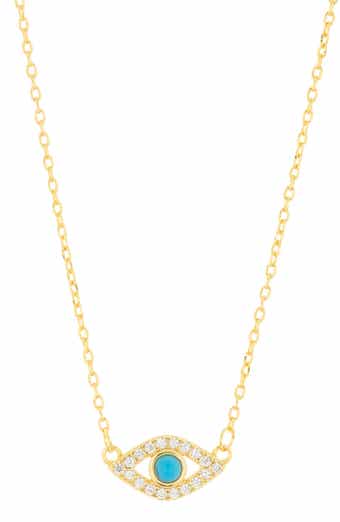 Adornia 14K Yellow Gold Plated Evil Eye CZ Station Necklace