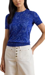 Lauren Ralph Lauren Paisley Cotton Blend Sweater