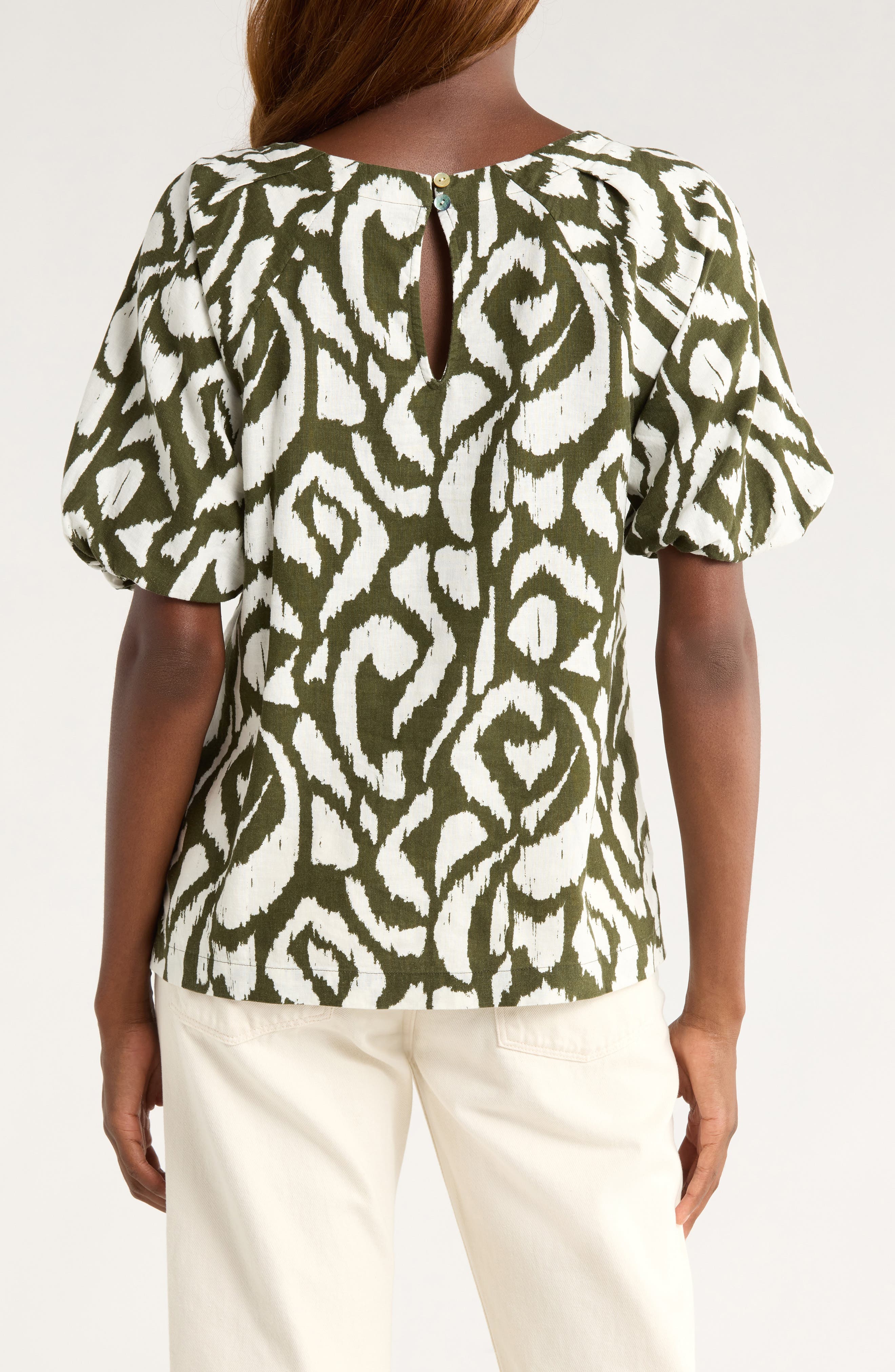 Inlet Ikat Print Linen Blend Top - image 2