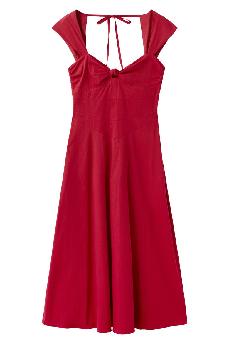 Open Back Cotton Blend Midi Dress, Alternate, color, RED