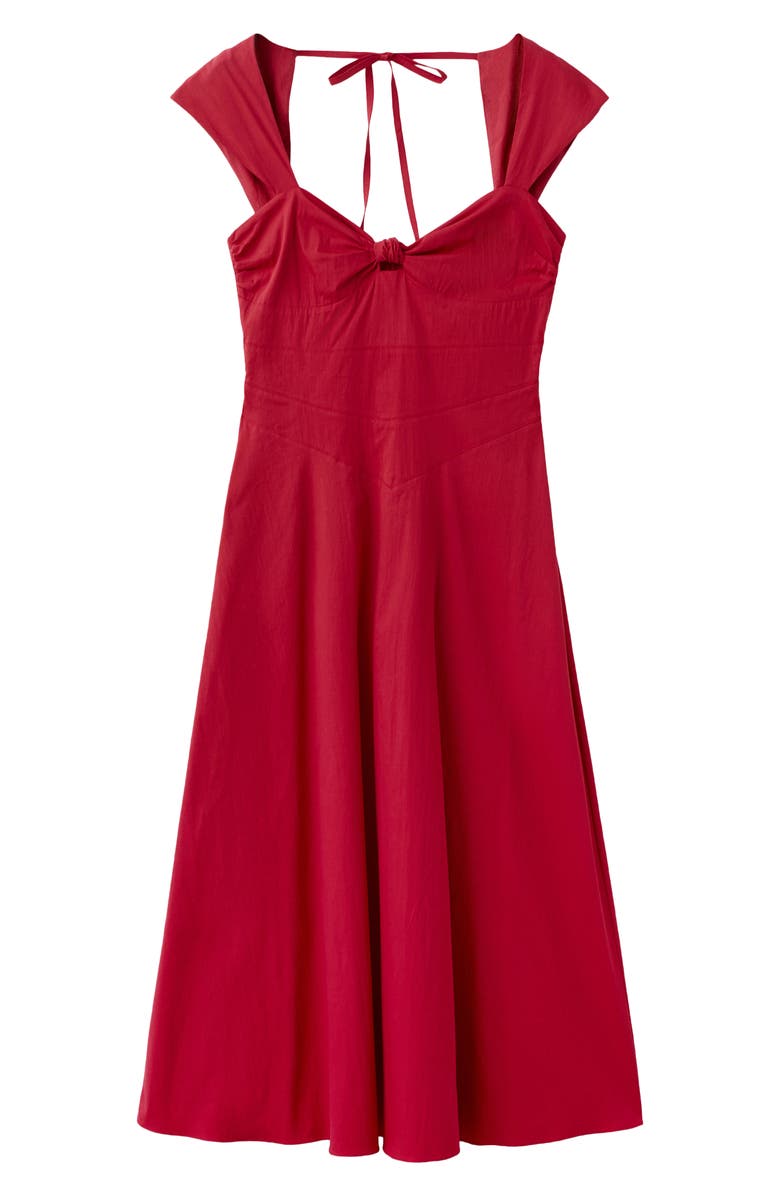 MANGO Open Back Cotton Blend Midi Dress, Alternate, color, Red