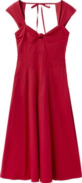 MANGO Open Back Cotton Blend Midi Dress