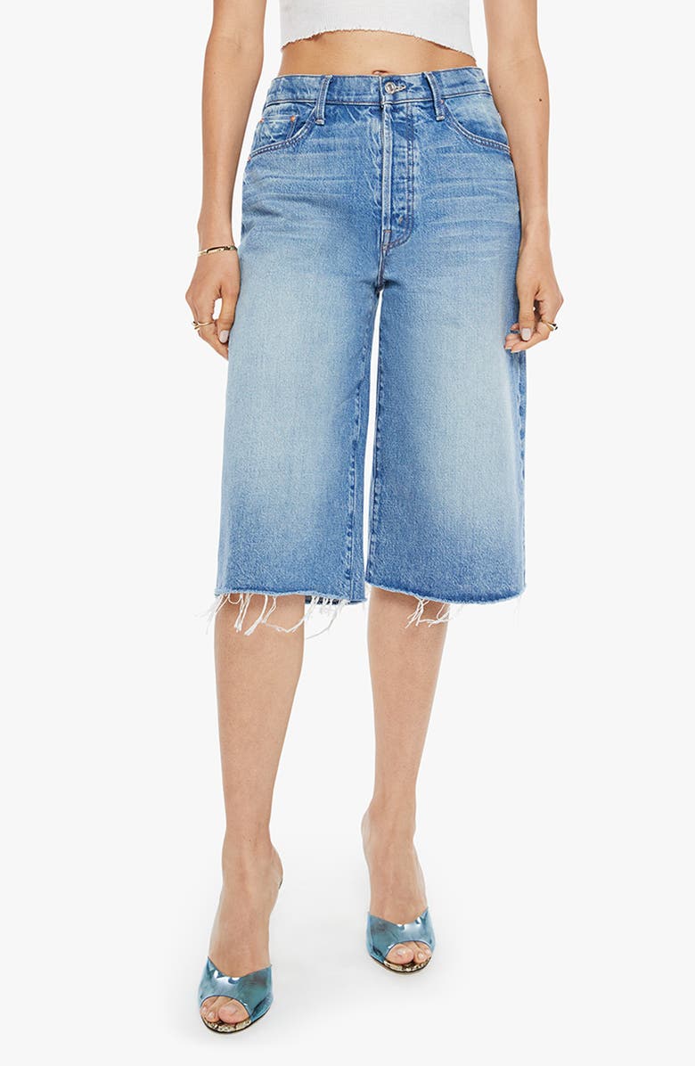 MOTHER The Whole Lot Frayed Hem Denim Shorts, Main, color, Wipeout