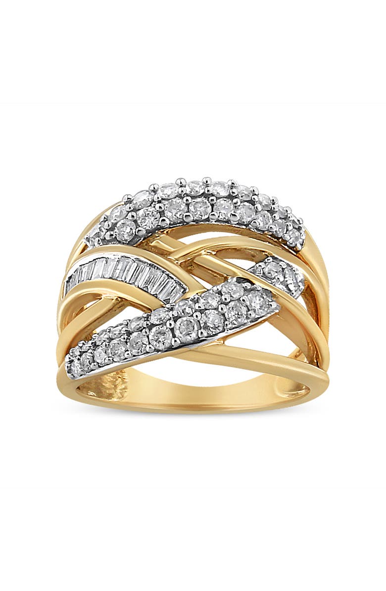 Haus of Brilliance 10K Gold 1.0 Cttw Diamond Multirow Interwoven Cocktail Ring, Main, color, Yellow Gold