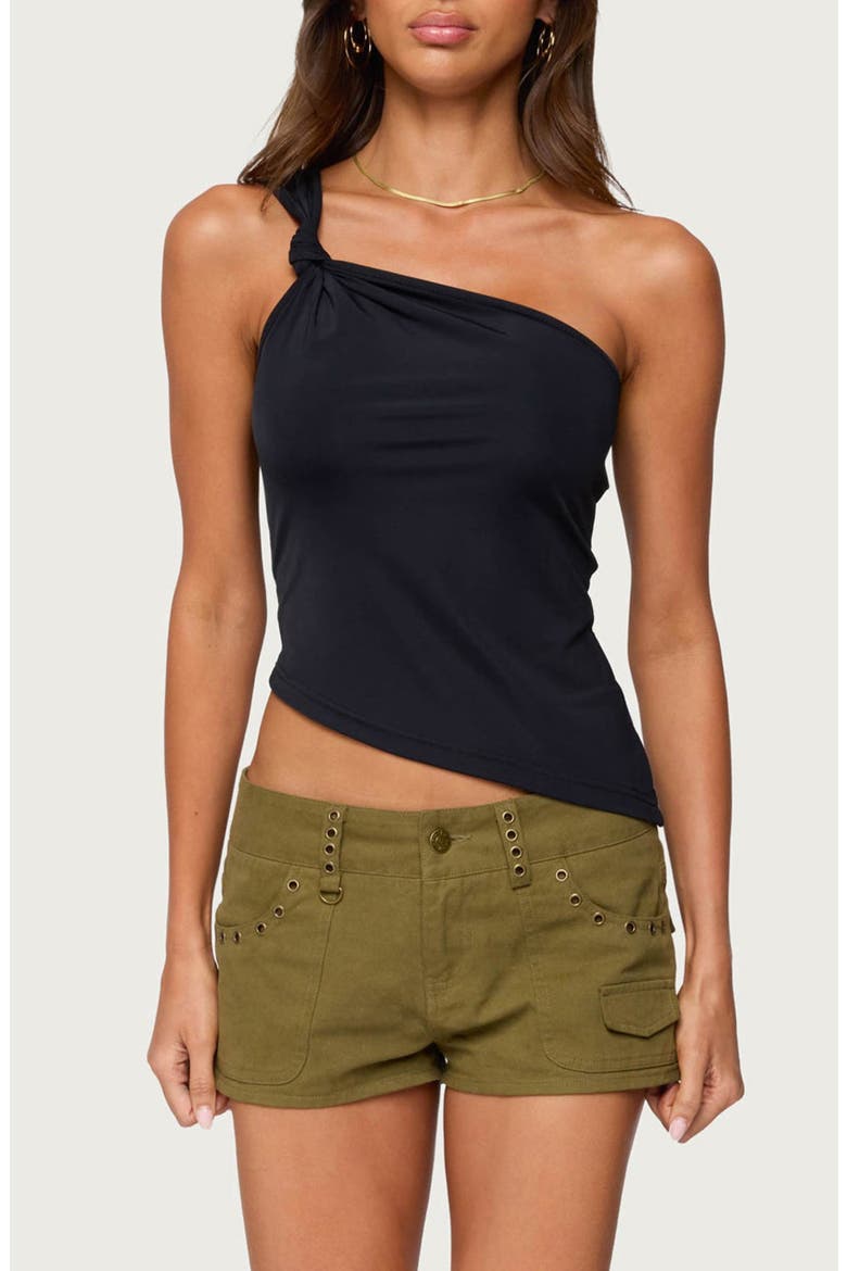 Knotted One-Shoulder Tank, Main, color, BLACK