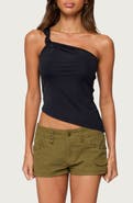 EDIKTED Knotted One-Shoulder Tank