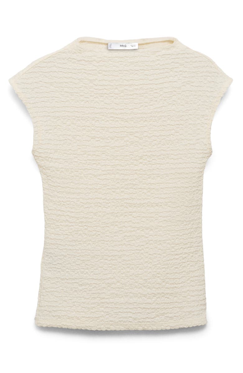 MANGO Textured Cotton Blend Top, Alternate, color, Off White