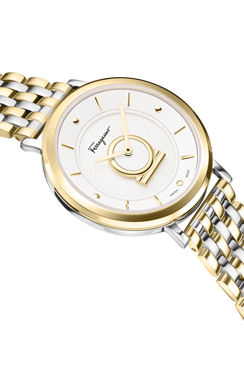 FERRAGAMO Minuetto Bracelet Watch, 36mm, Alternate, color, Two Tone/ White