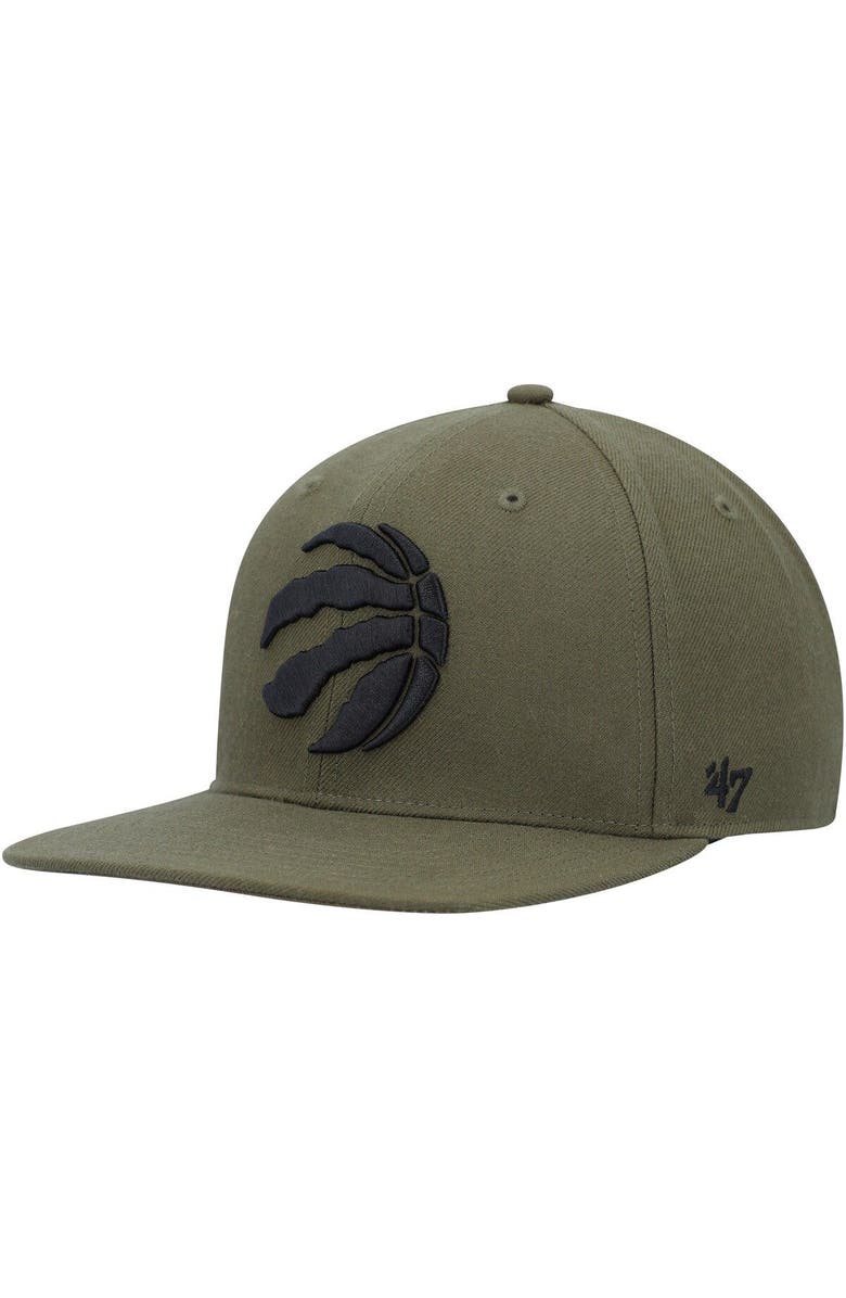 '47 Men's '47 Olive Toronto Raptors Ballpark Camo Captain Snapback Hat, Main, color,