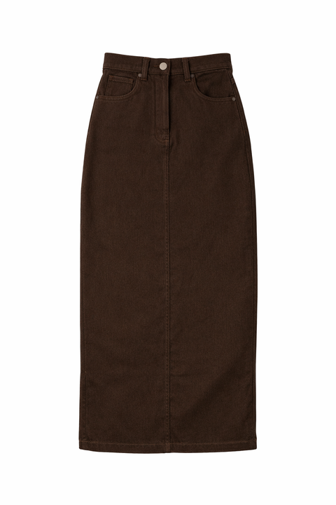 Maxi Fly Front Straight Pocket Skirt