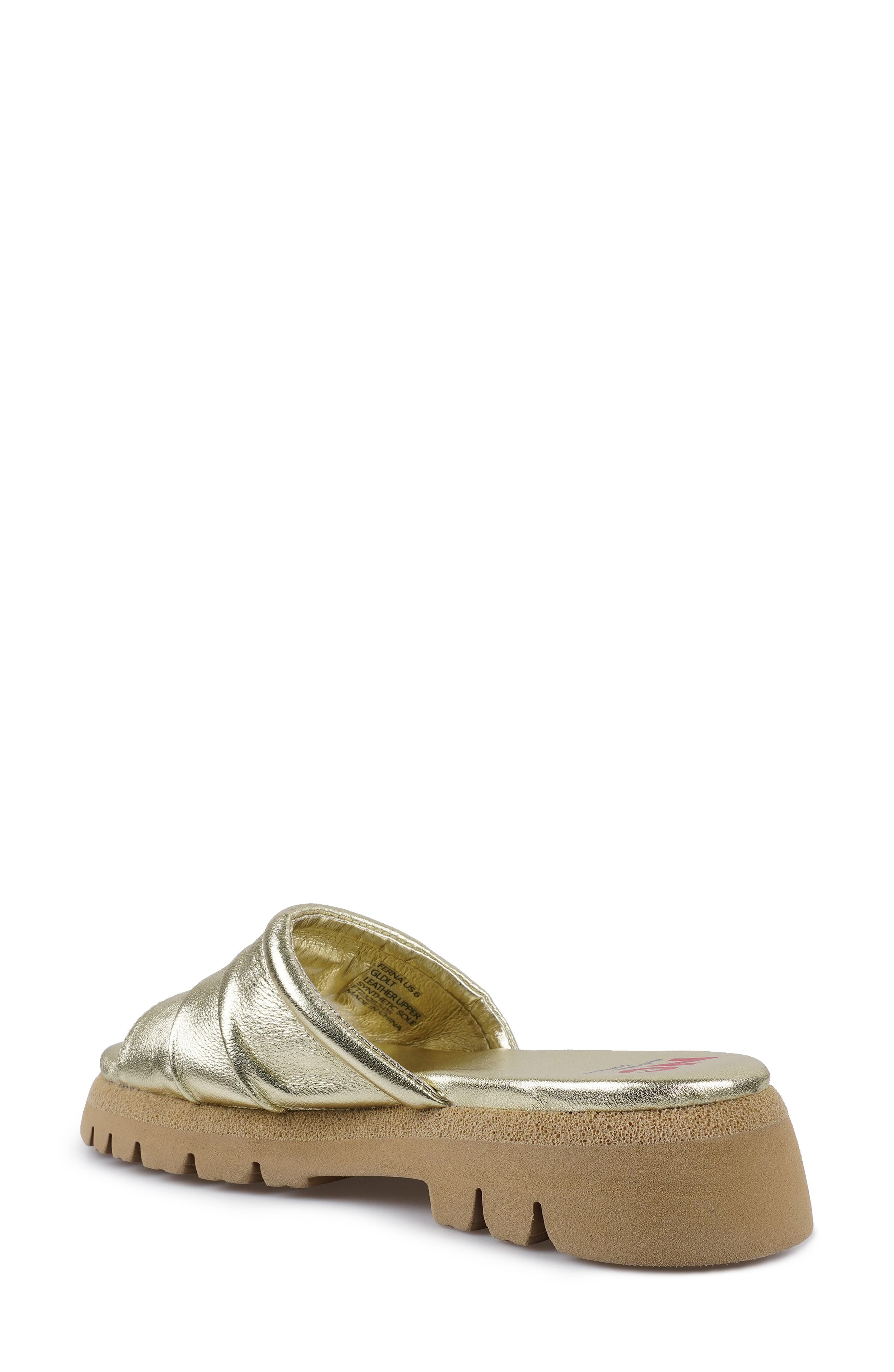 Ferna Platform Slide Sandal, Alternate, color, GOLD LEATHER