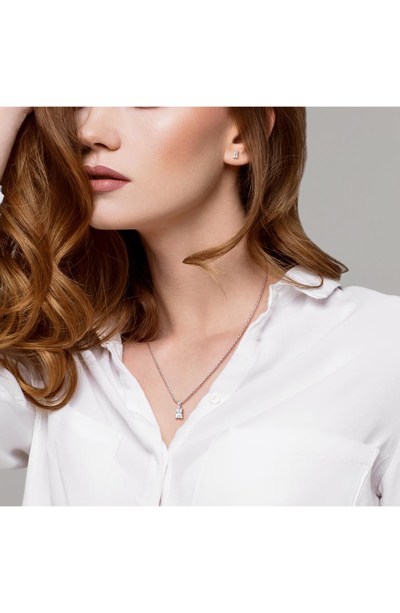 DELMAR Rectangular Cubic Zirconia Earrings & Necklace Set, Alternate, color, White