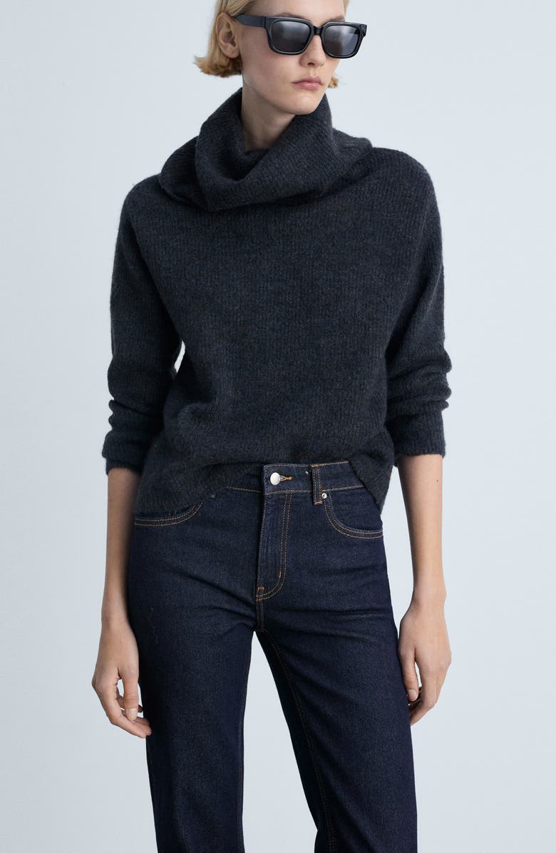 MANGO Elle Split Hem Flare Leg Jeans, Alternate, color, Dark Blue