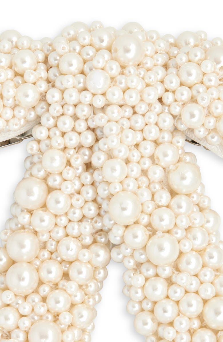 Jennifer Behr Donna Faux Pearl Bow Barrette, Alternate, color, Pearl