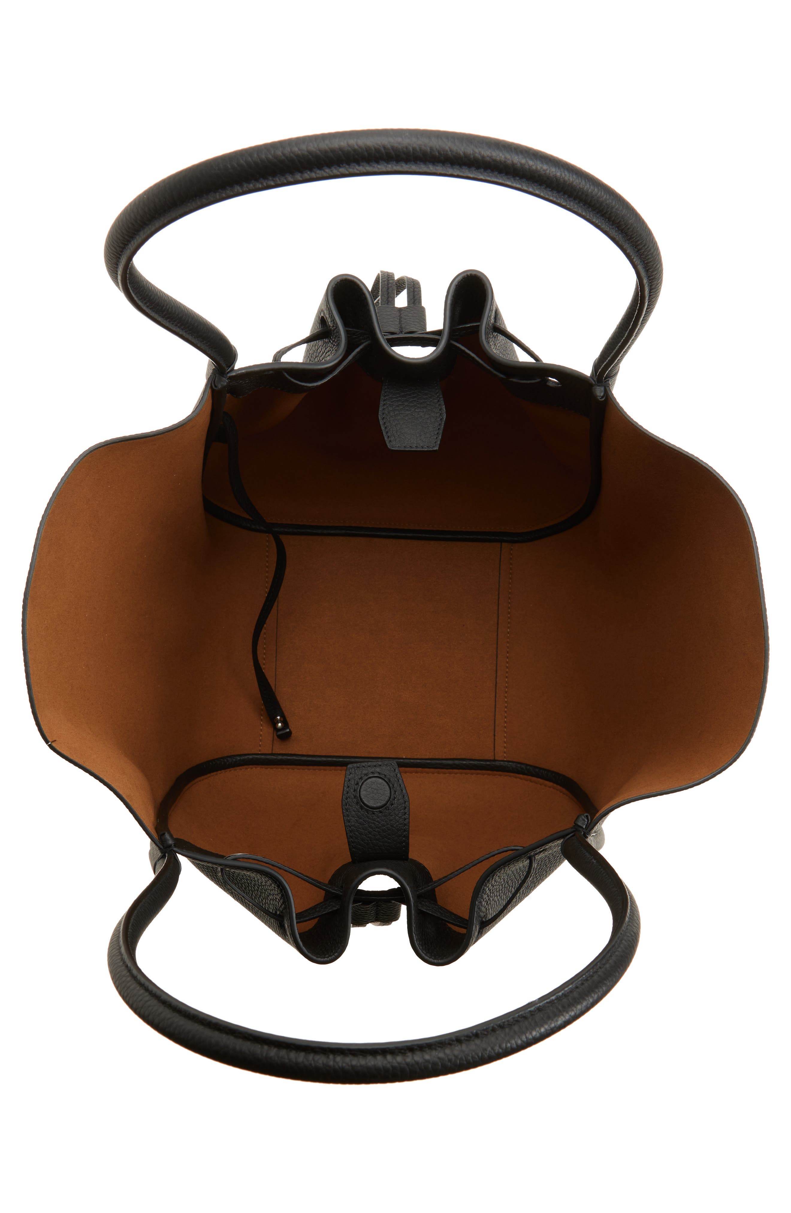 Proenza Schouler Large Ruched Pebbled Leather Tote, Alternate, color, Black