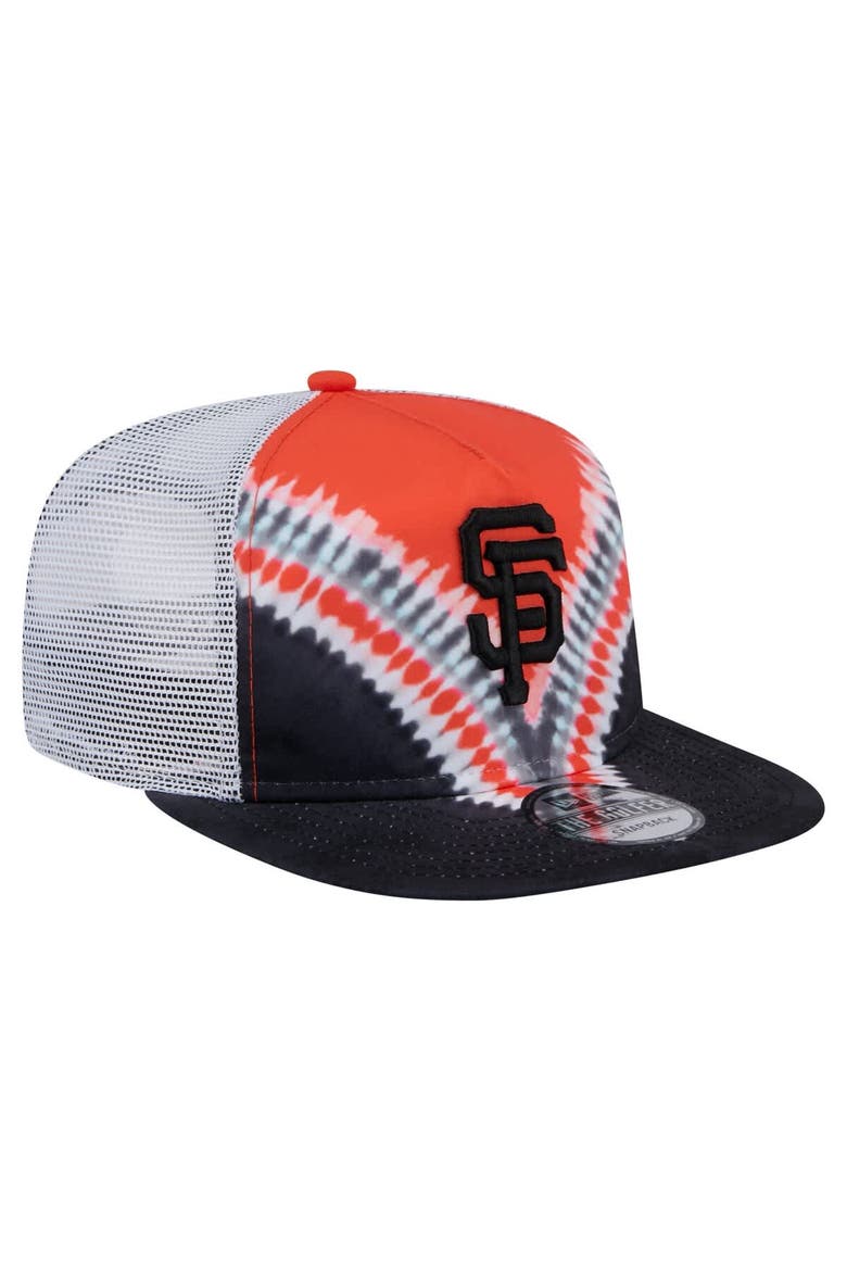 Men's New Era San Francisco Giants Tie-Dye Golfer Trucker Adjustable Hat, Alternate, color, Black
