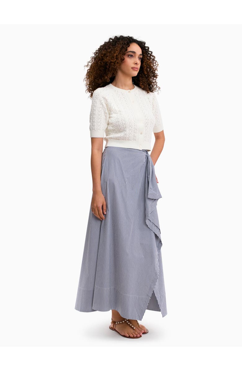 Rebecca Taylor Joselene Poplin Skirt, Alternate, color, Navy Stripe