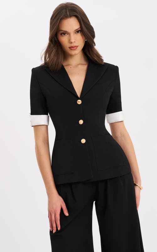 Miss Circle Aleena Short Sleeve Business Casual Blazer In Black