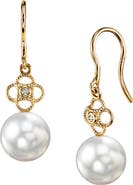The Pearl Source White South Sea Pearl & Diamond Lacy Earrings