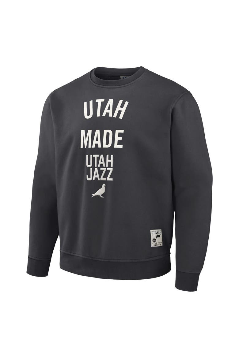 Men's NBA x Staple Anthracite Utah Jazz Plush Pullover Sweatshirt, Alternate, color, Anthracite