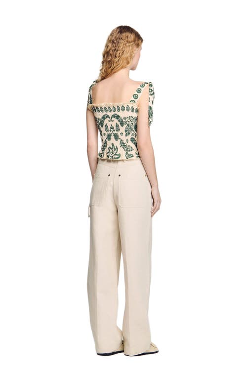 Sandro Floral Motif Smocked Top In Multi