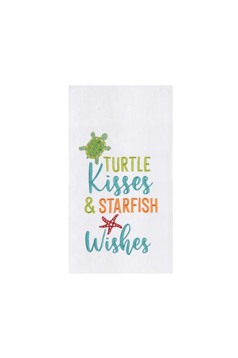 Turtle Kisses & Starfish Wishes Kitchen Towel, Main, color, White