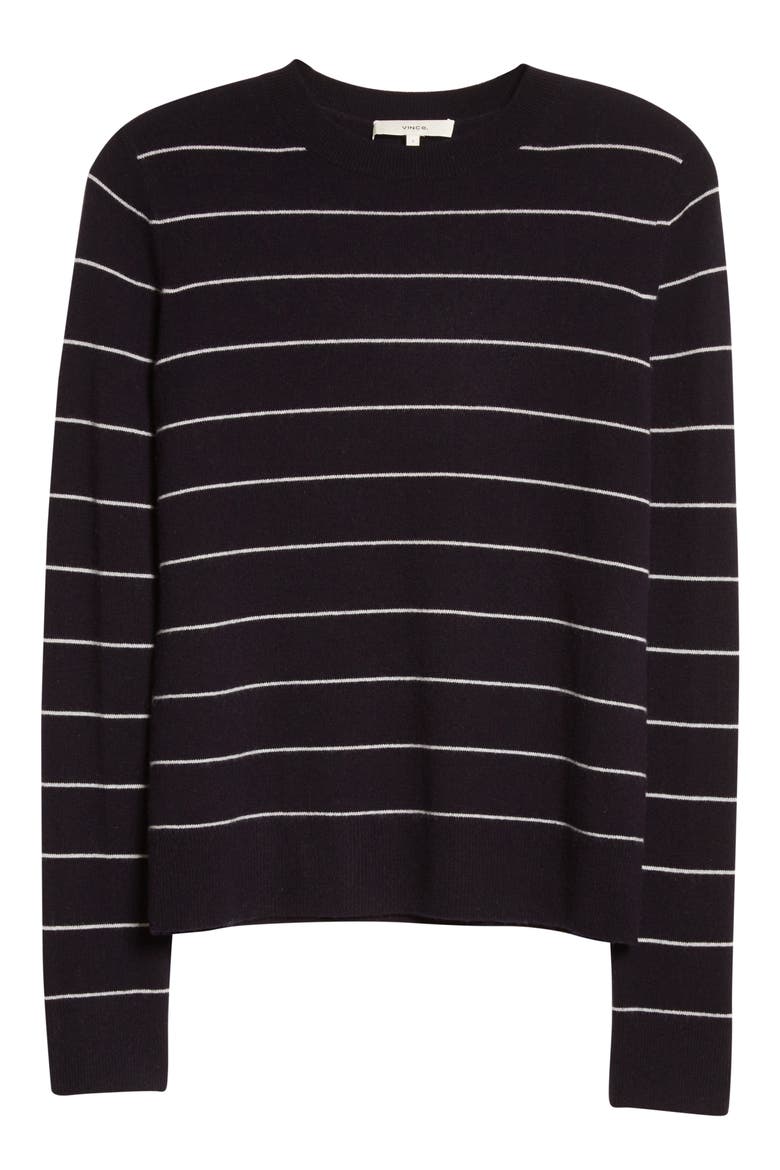 Stripe Wool & Cashmere Sweater, Alternate, color, HEATHER CREAM/ HEATHER CARIBOU