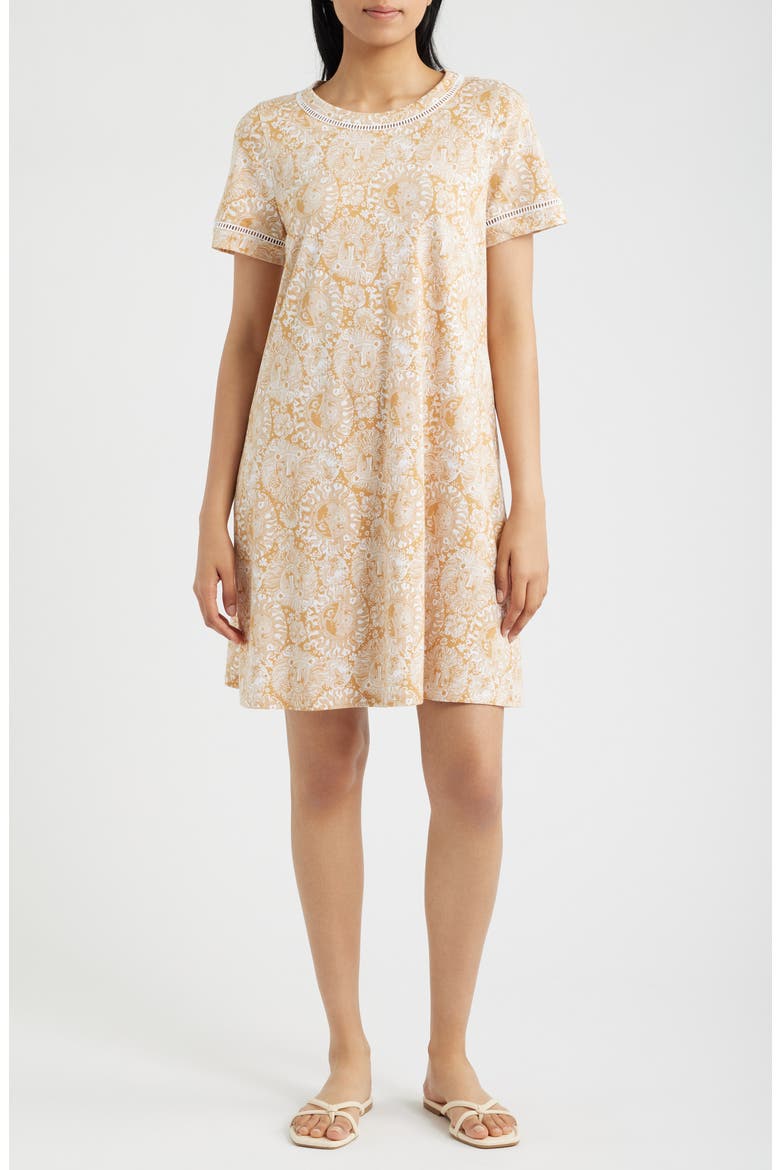 Cody Cotton Jersey Short Sleeve Dress, Main, color, ICED LATTE LIL JIMS STUFF