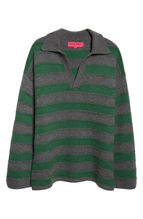 Dume Stripe Cashmere Rugby Sweater