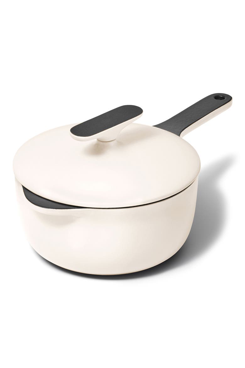 Enameled Cast Iron 1.8-Quart Mini Sauce Pan with Lid, Main, color, CREAM
