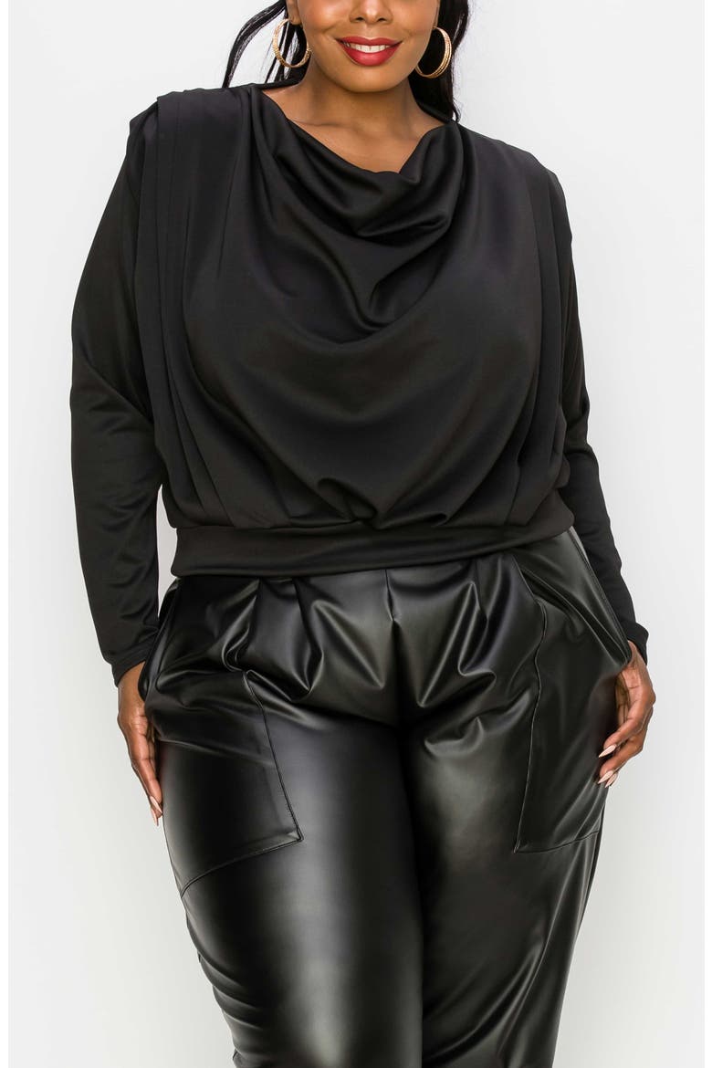 Cowl Neck Long Sleeve Top, Alternate, color, BLACK