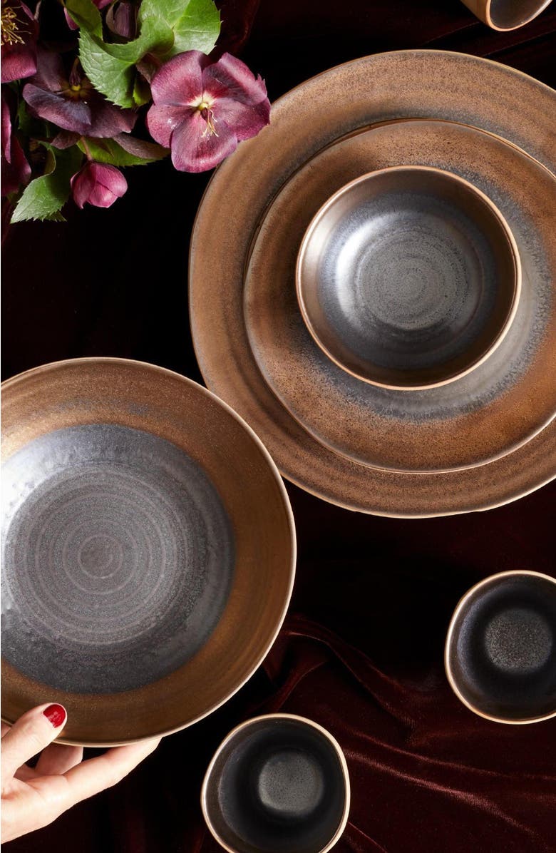 LEMIEUX ET CIE Akita Stoneware 4-Piece Salad Plate Set, Alternate, color, Copper