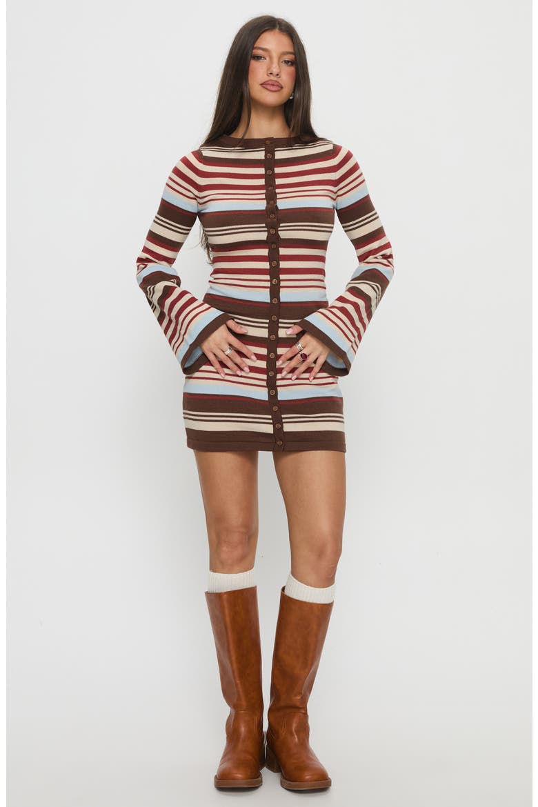Norelai Stripe Long Sleeve Knit Minidress, Alternate, color, MULTI STRIPE