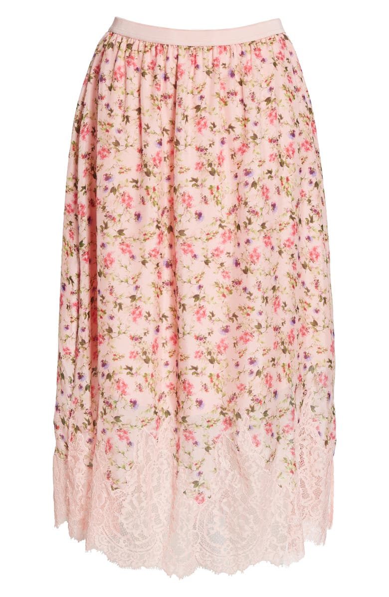 CAMI NYC The Quana Lace Trim Floral Silk Skirt, Alternate, color, 