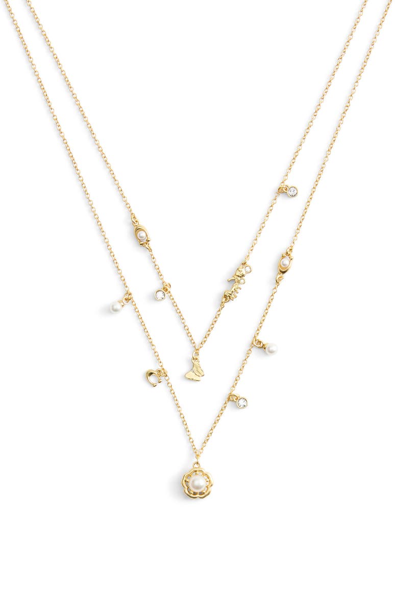 COACH Tearose Faux Pearl Layered Necklace, Alternate, color,