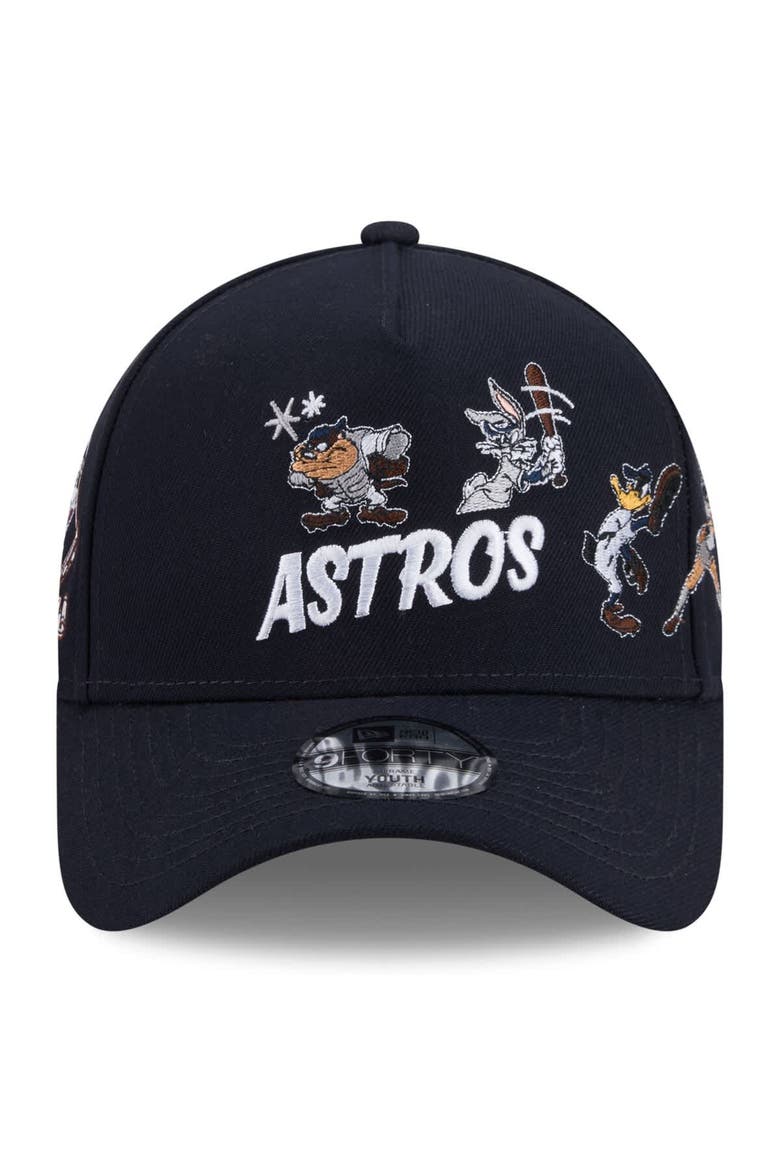 Youth New Era Navy Houston Astros Looney Tunes A-Frame 9FORTY Adjustable Hat, Alternate, color, Navy