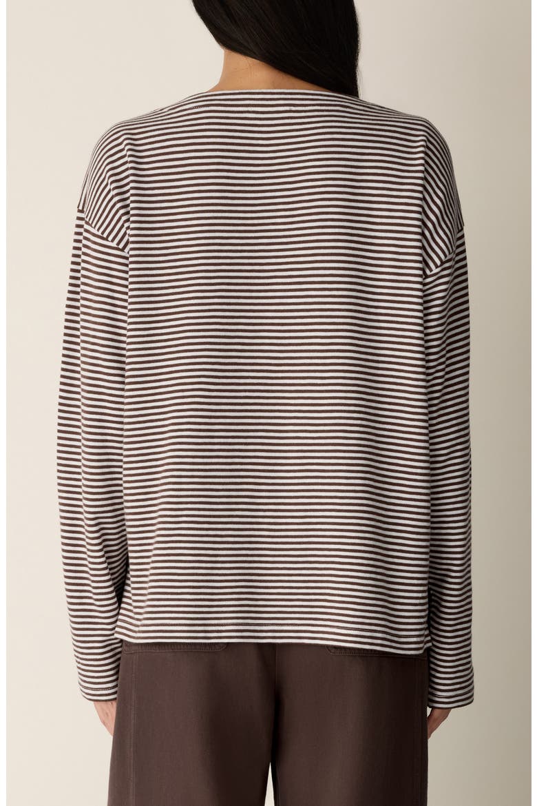 Striped Organic Cotton Bateau Neck Boxy Top, Alternate, color, TRUFFLE