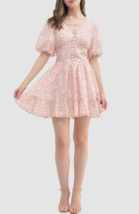 Floral Bubble Sleeve Minidress