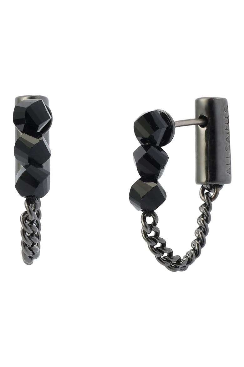 Faceted Bead Front to Back Earrings, Main, color, BLACK